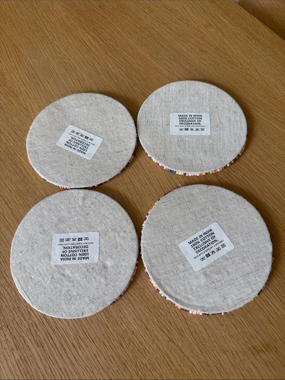 Multicolor Beaded Round Coasters - Set of 4